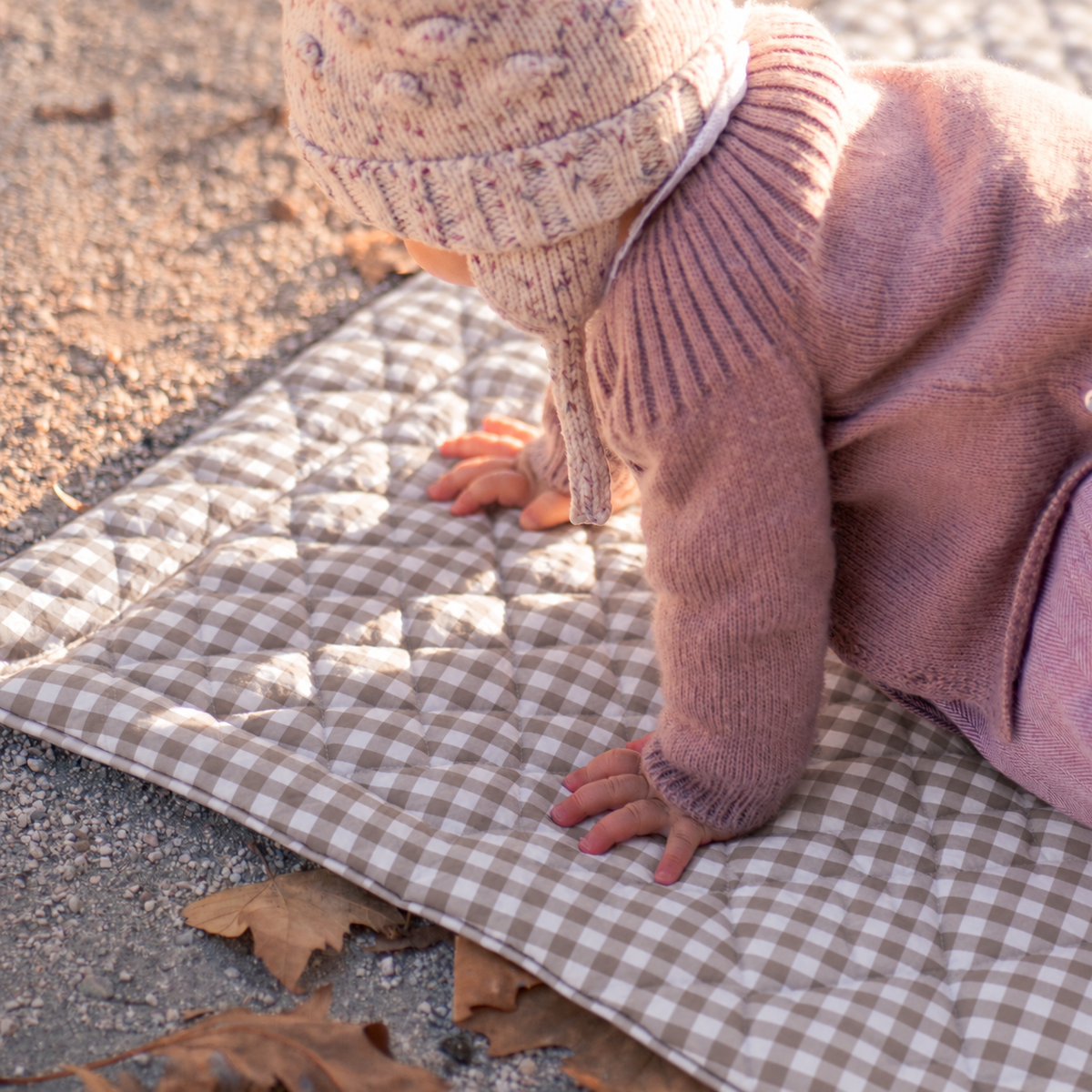 Waterproof Play Mat - Gray Gingham