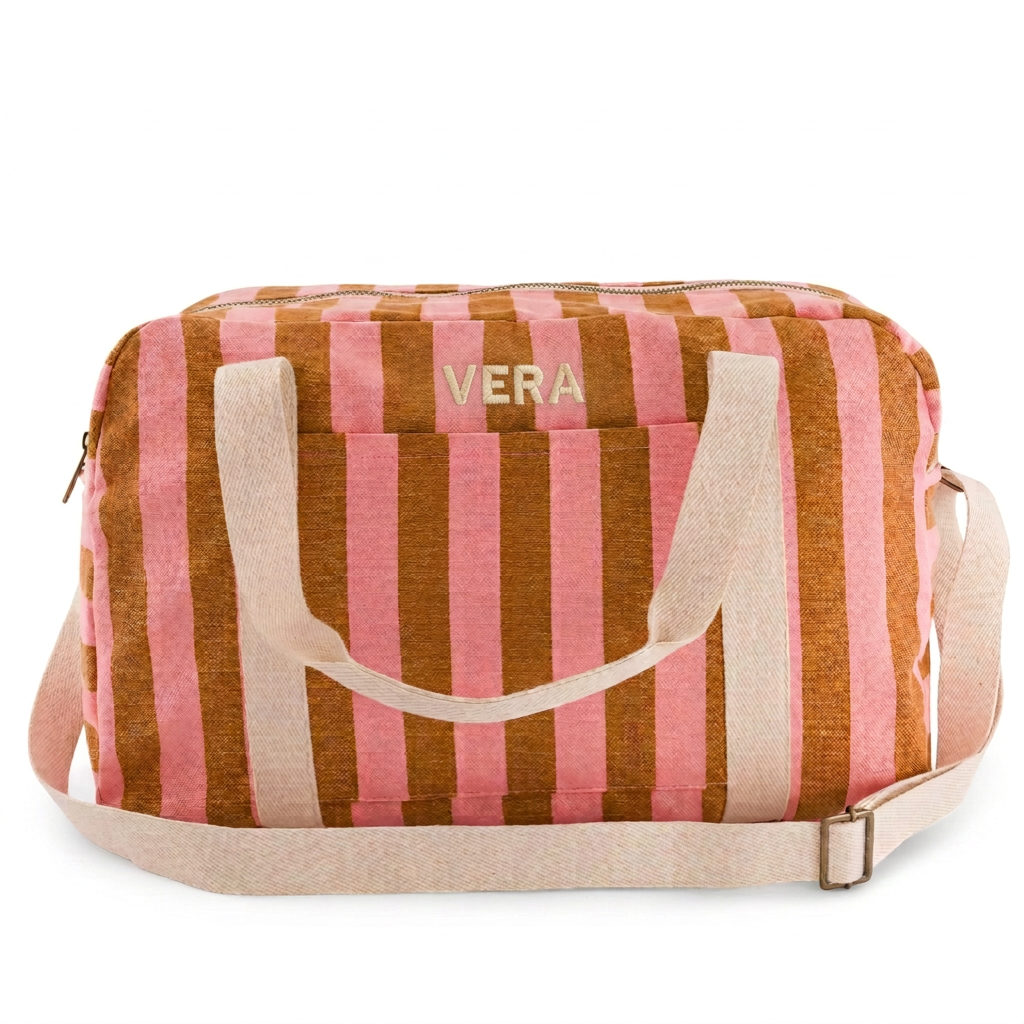 Bolsa de Paseo Rayas Fresa y Caramelo Personalizable