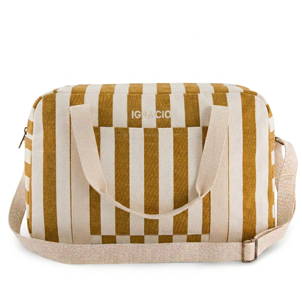 Bolsa de Paseo Rayas Caramelo y Beige Personalizable