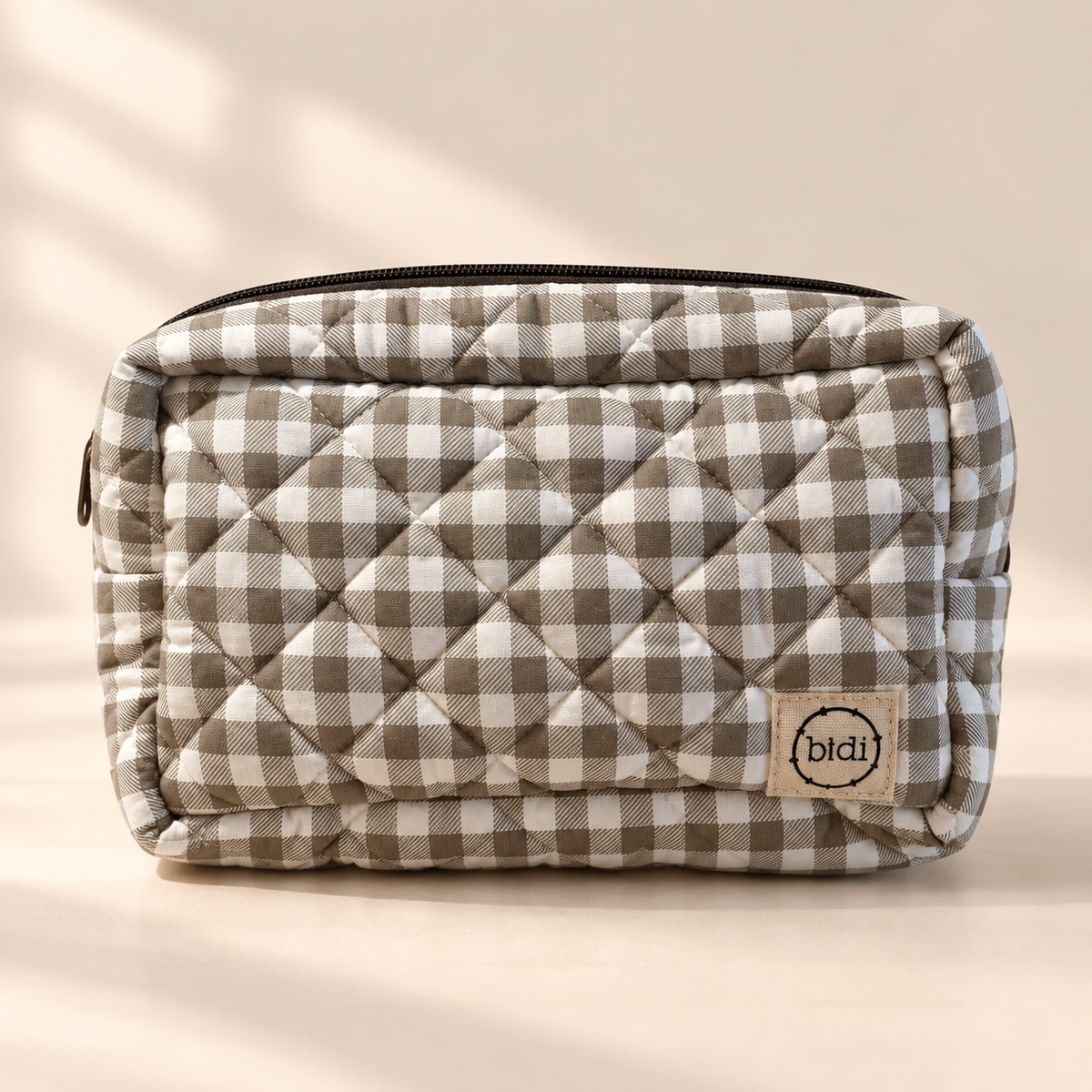 Waterproof Toiletry Bag · Gray Gingham